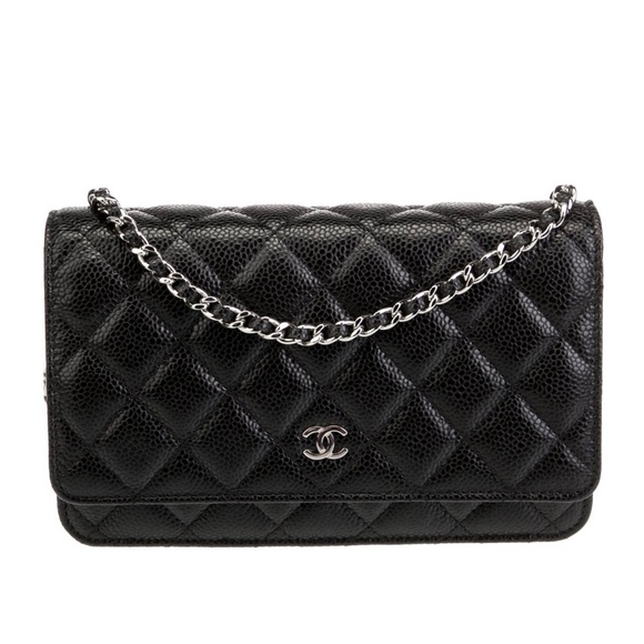 Chanel Quilted Caviar Wallet w/ Chain - Picture 1 of 12